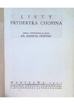 Listy Fryderyka Chopina 1937 r.