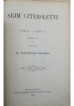 Sejm czteroletni Tom II Część I Księga IV 1895 r.