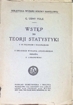 Wstęp do teorji statystyki 1921 r.
