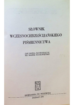 Słownik wczesnochrześcijańskiego piśmiennictwa
