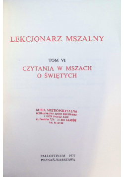 Lekcjonarz mszalny Tom VI