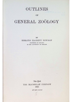 Outlines of general zoology 1925 r.