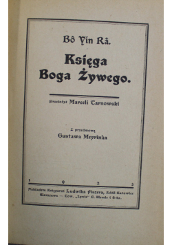 Księga Boga Żywego 1923 r.