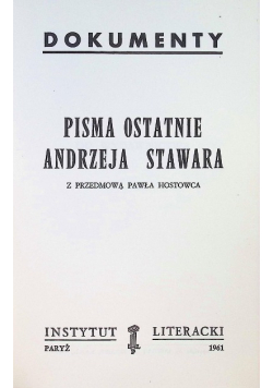 Pisma ostatnie Andrzeja Stawara