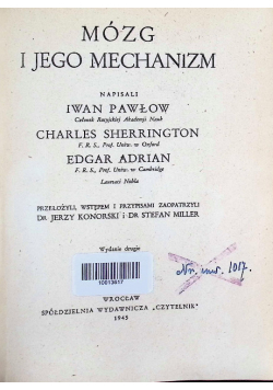 Mózg  i jego mechanizm 1945 r.