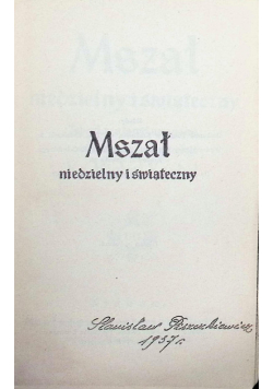 Mszał niedzielny i świąteczny, 1936r.
