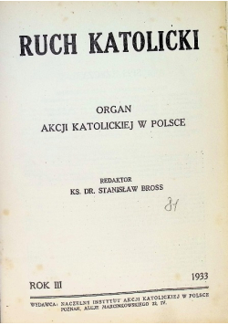 Ruch Katolicki ,1933r.