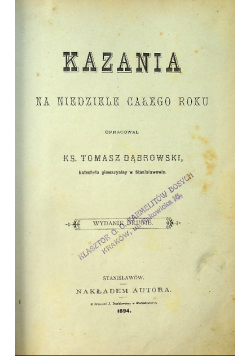 Kazania na niedziele całego roku 1894 r
