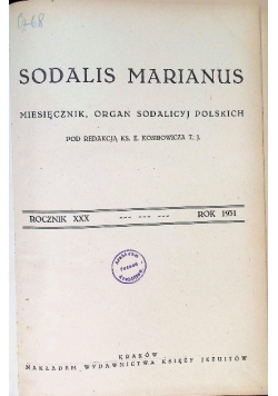 Sodalis Marianus Miesięcznik Organ Sodalicyj Polskich Rok 1931 r.