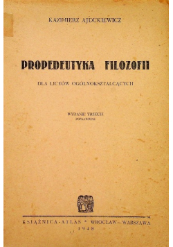 Propedeutyka filozofii 1948 r.