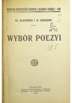 Wybór poezyi. 1910 r.