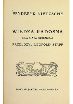 Nietzsche wiedza radosna 1907 r.