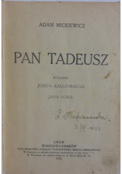 Pan Tadeusz 1921 r.