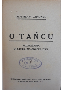 O tańcu, 1924 r.