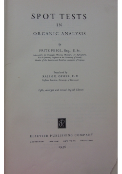 Spot tests in organic analysis